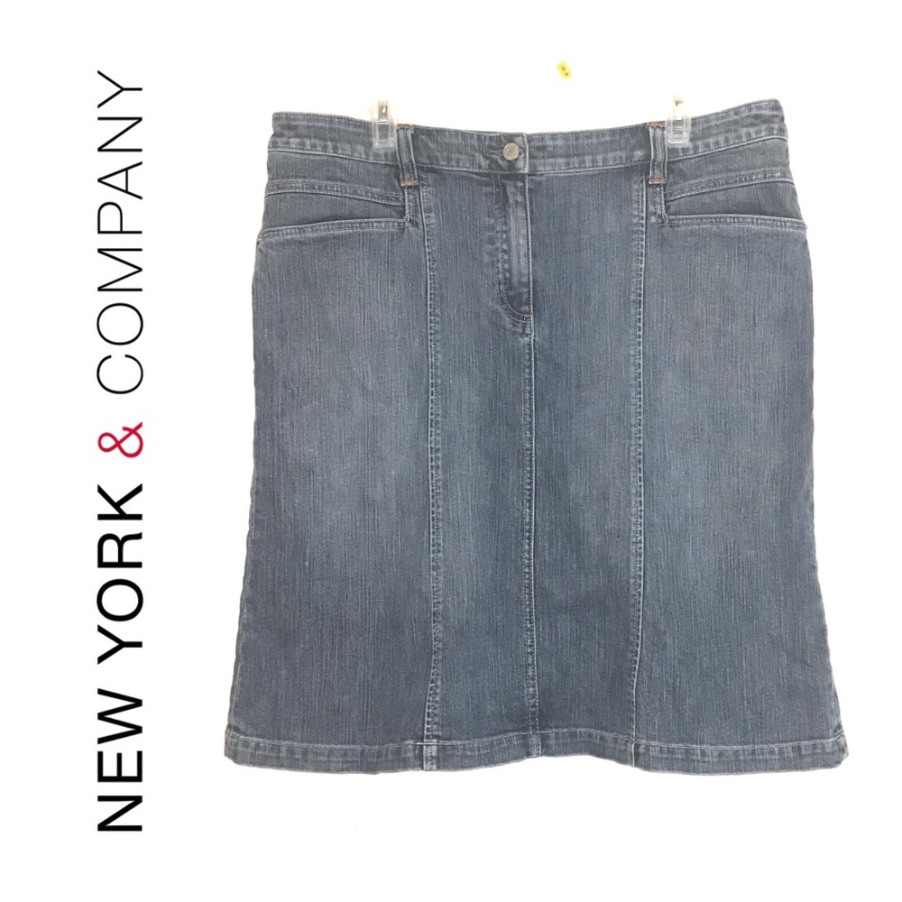 NY&CO Denim Flared Skirt Plus Size